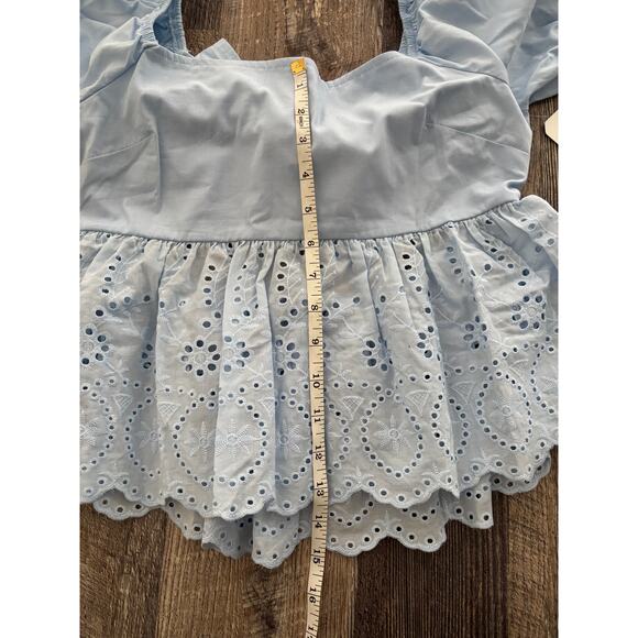 Alter'd State Light Blue Eyelet Puff Sleeve Top - Picture 4 of 5